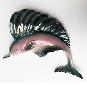 Vintage Ceramic Marlin Fish Wall Pocket